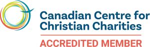 Canadian Centre for Christian Charities logo with a blue and yellow circular design and text in blue and red.