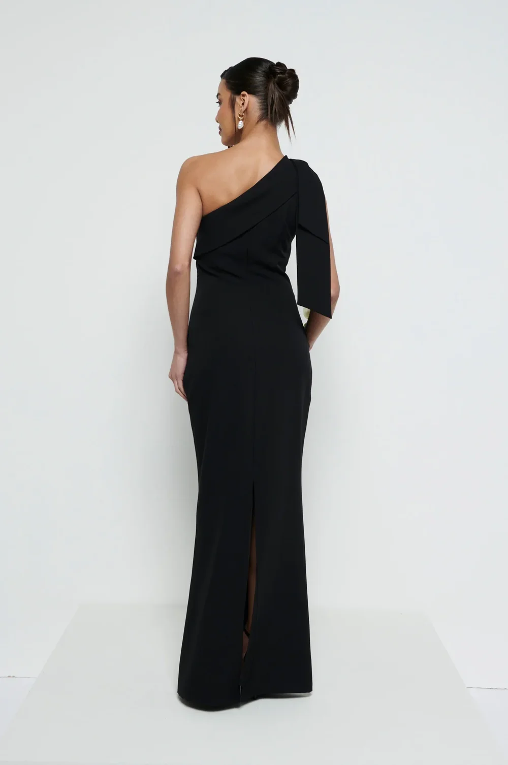 strapless open back dress Women's Black One Shoulder Midi Dress main image 0