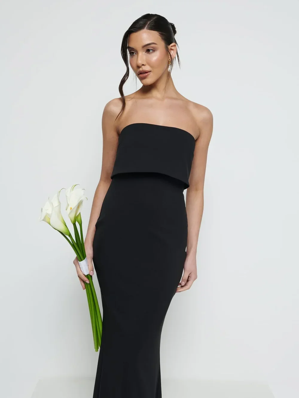 julia crepe maxi bridesmaid dress Julia Strapless Crepe Maxi Bridesmaid Dress main image 0