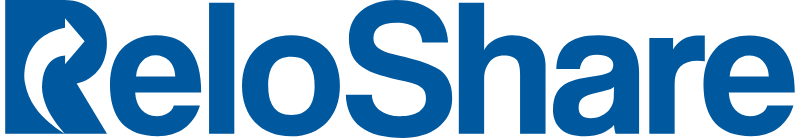 Reloschare logo in blue with a white arrow incorporated into the design.