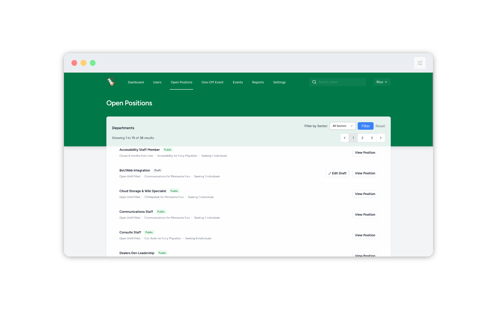 Staff Position Listings
