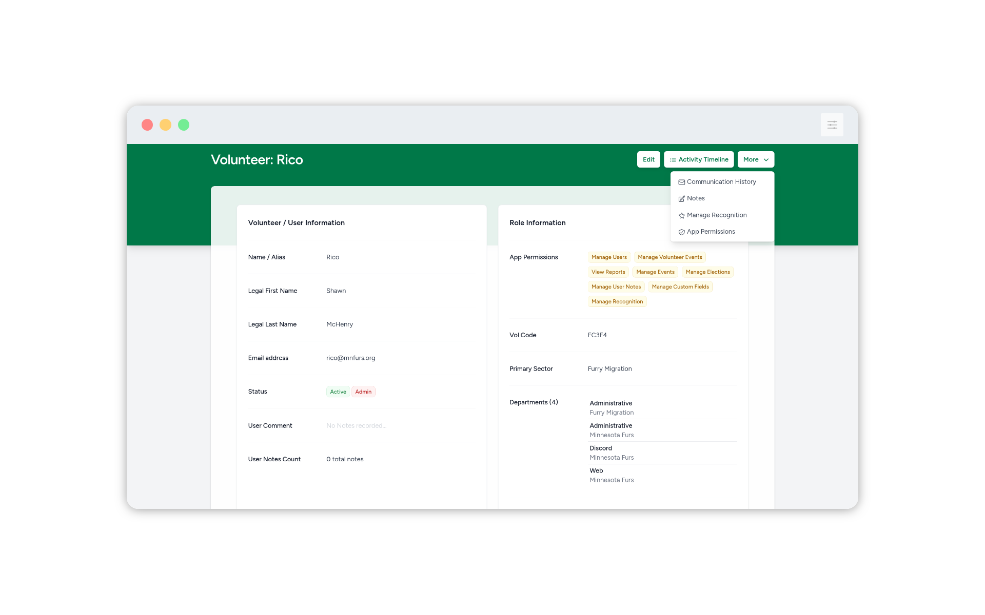 Staff/Volunteer Record Keeping