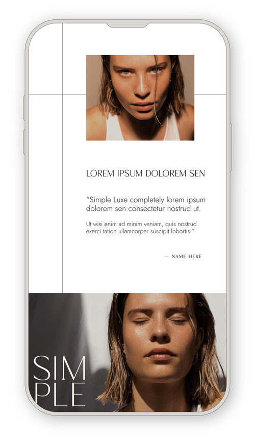 homepage mockup on mobile of minimalist skincare website
