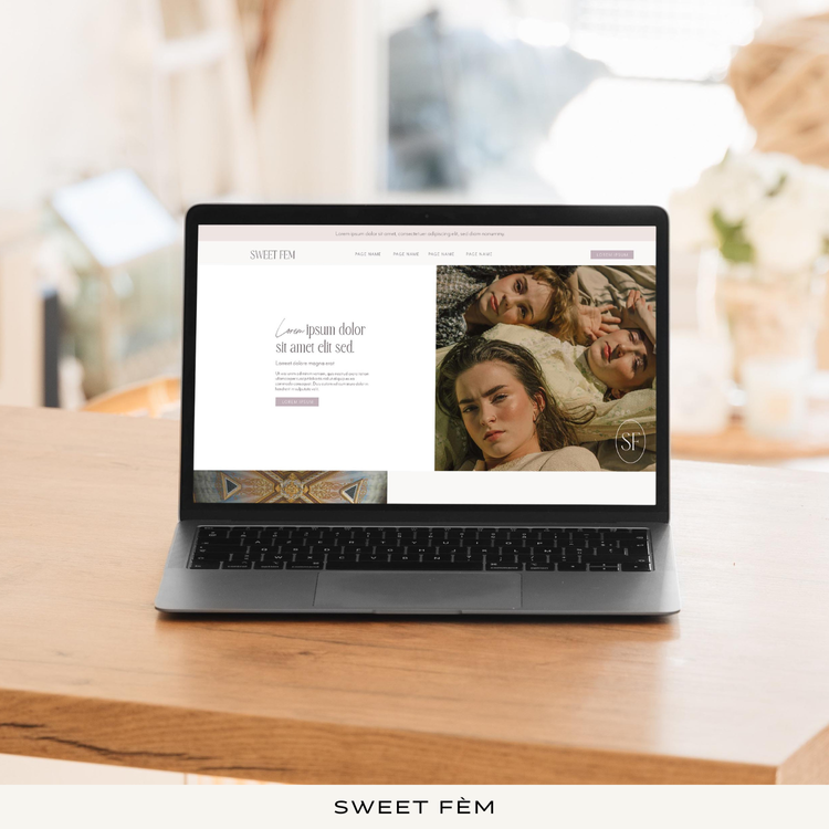 romantic website homepage design on laptop