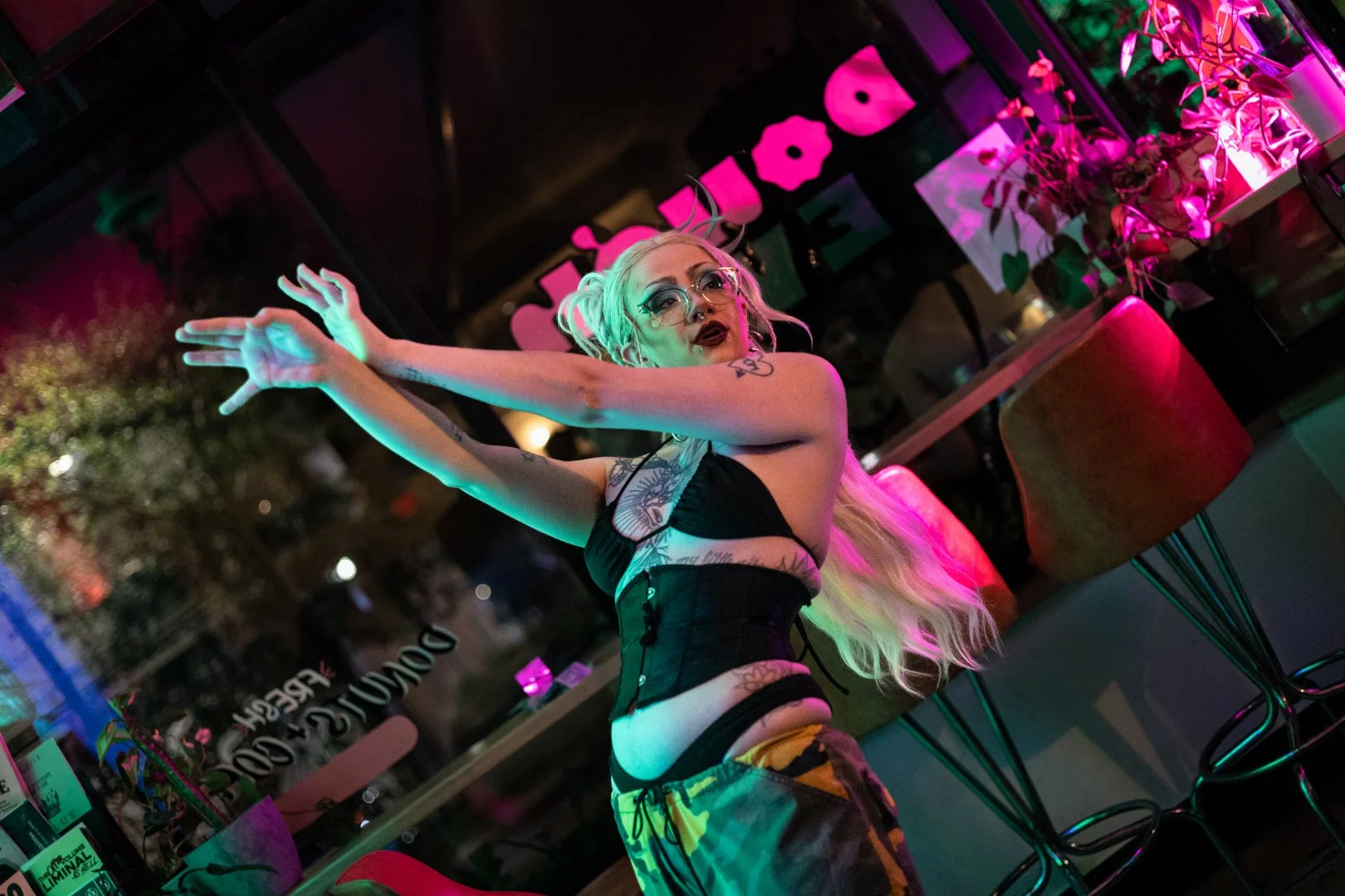 Drag performer Oh! Livia wows the crowd with a performance. Photo by Justice Bekke.