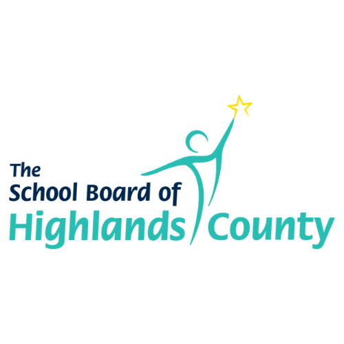 Highlands County School District logo with a human figure reaching for a star