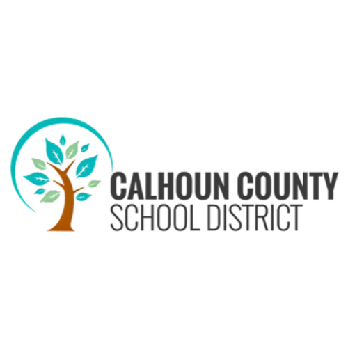 Calhoun County School District Logo with a tree inside a circle