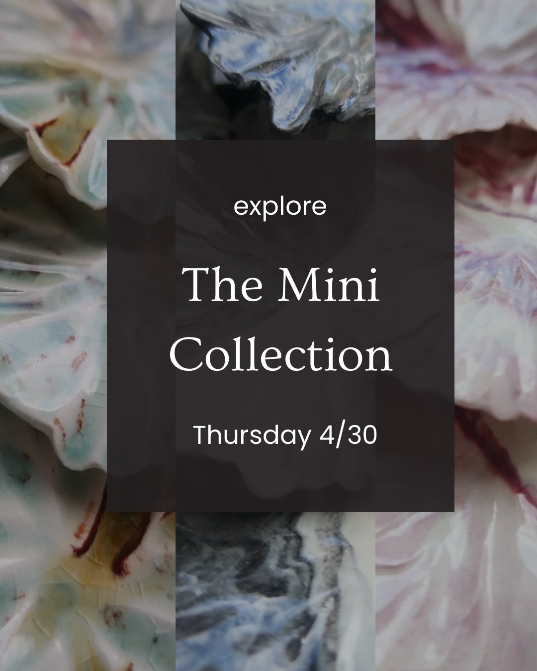 I am so excited to show you my very first Mini Collection! 

Come back Thursday, April 30th at 10:00am to explore 8 new pieces and perhaps find the perfect addition to your space. 

I will be selling these pieces on Instagram first, before moving the