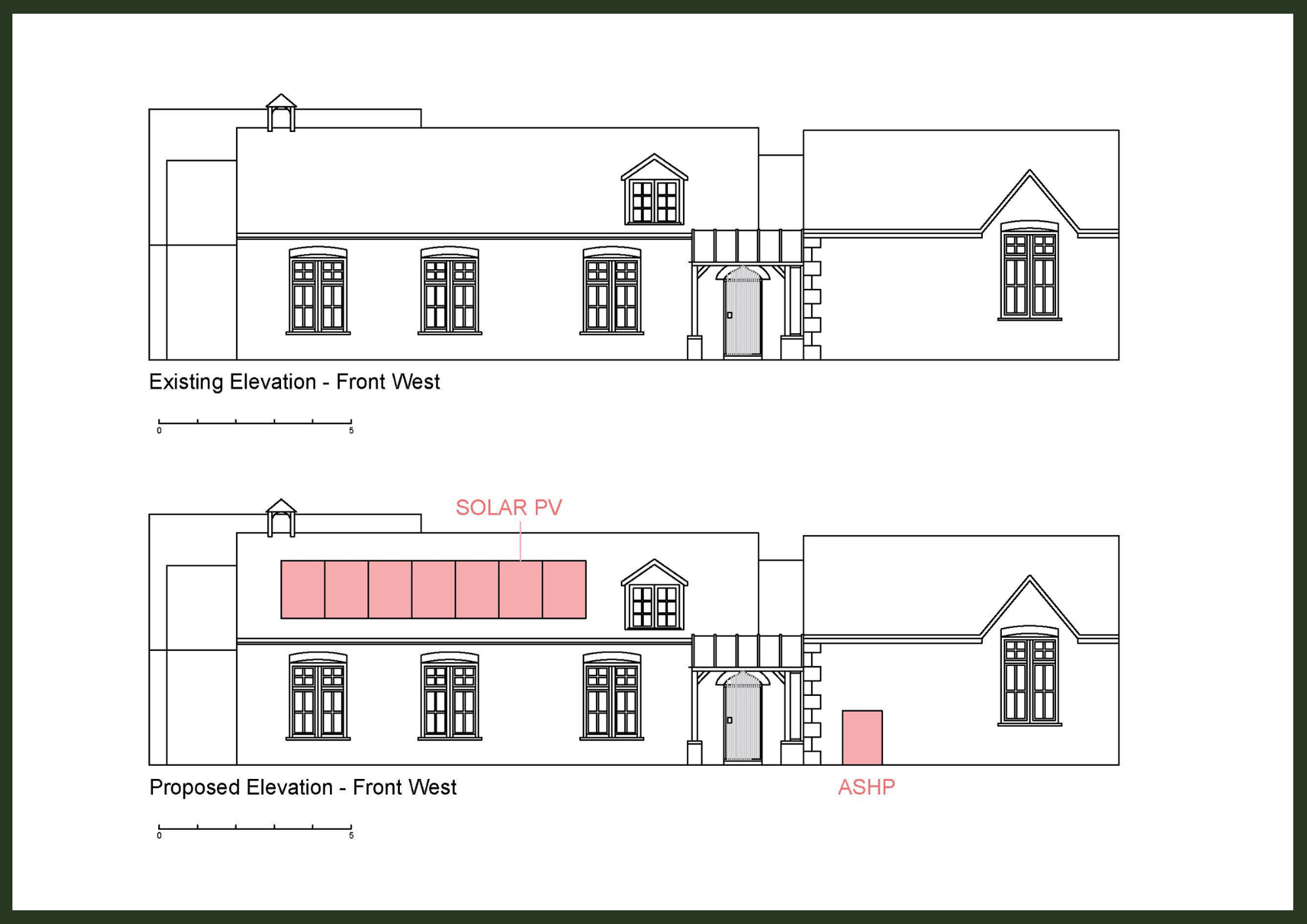 elevation plan for a proposed solar PV development
