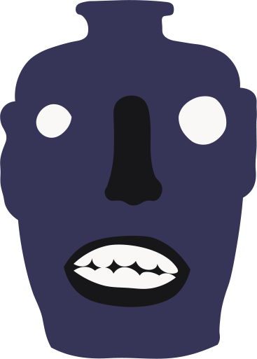 Silhouette of a piece of face jug pottery.