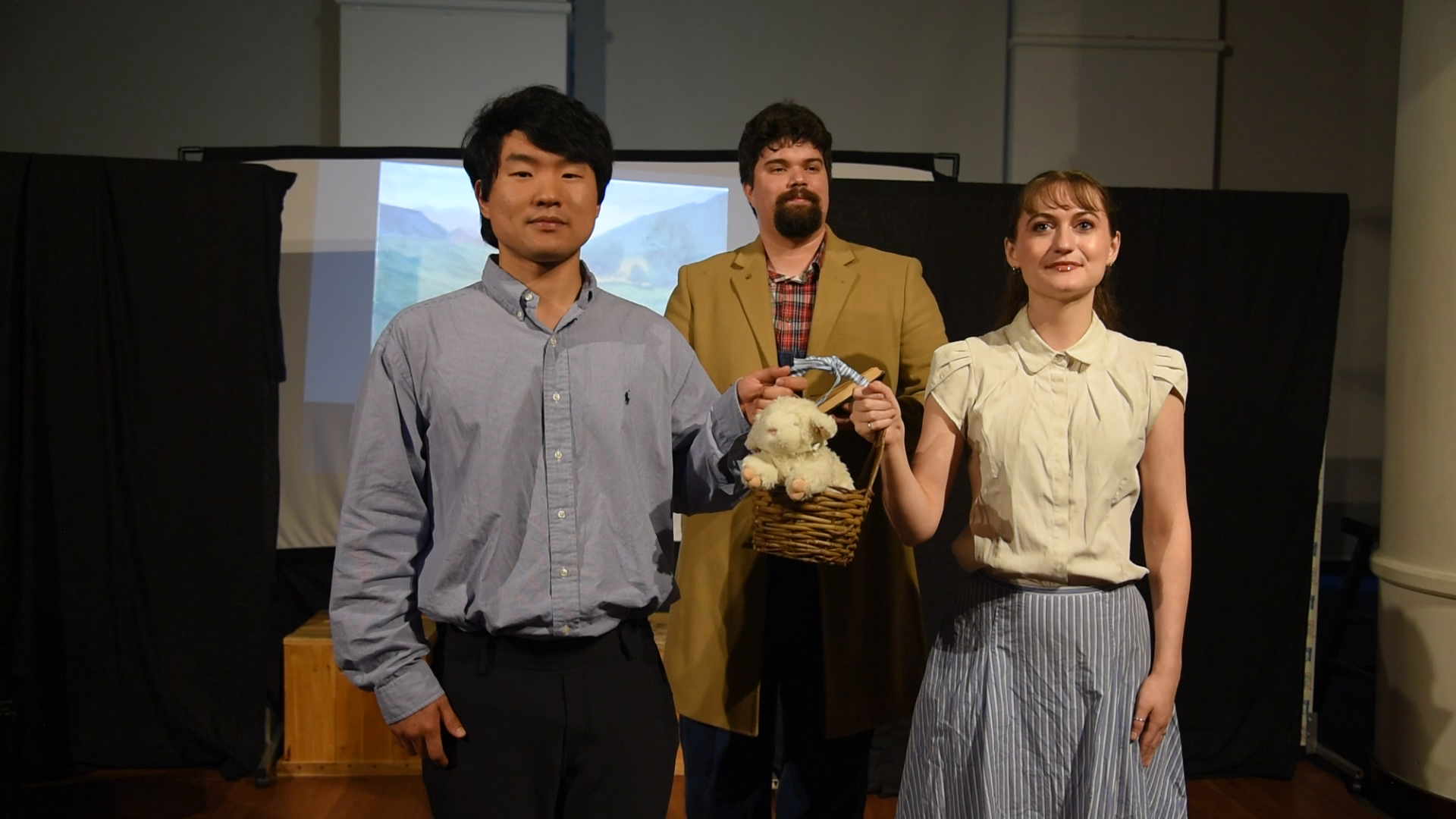 Yong Hoon Lee (Bastien), Victor Jaquez (Colas), and Melissa Perry (Bastienne) in Bastien und Bastienne