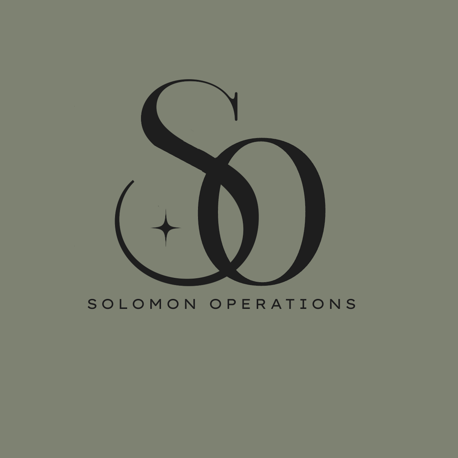 Logo of Solomon Operations featuring intertwined black initials 'S' and 'O' with a small star design and the text 'Solomon Operations' below on an olive green background.