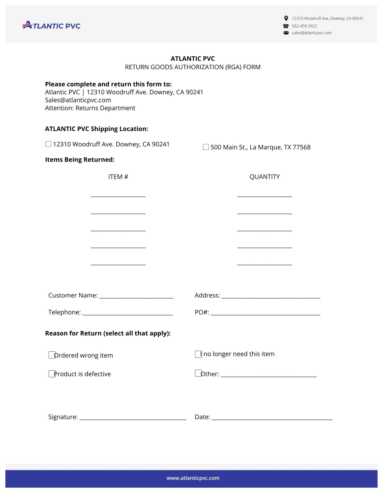 RGA FORM