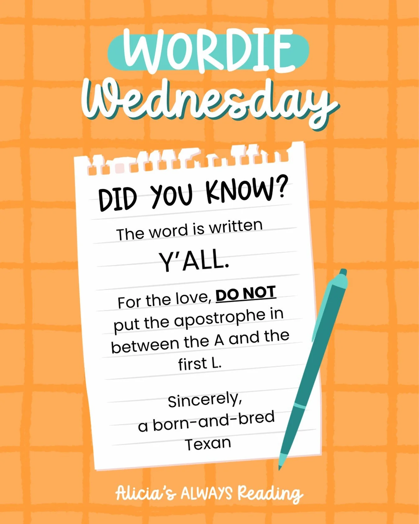 💬WORDIE WEDNESDAY💬

This one. THIS ONE!!!!!! Y&rsquo;all gon&rsquo; make me lose my mind, up in here, up in here WHEN YOU SPELL THIS YA&rsquo;LL.

No.
Just NO.

✅ Aww, she loves y&rsquo;all!
❌ When I see ya&rsquo;ll spelling this word like this, I 