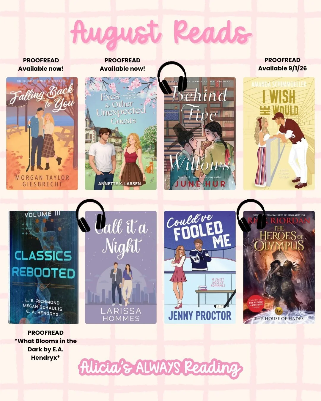 🥵AUGUST WRAP-UP🥵

I read A LOT this month, and it was glorious. It was also so dang hot!

22 BOOKS TOTAL
&bull;4 ebooks
&bull;9 audiobooks
&bull;9 manuscripts for editing

3 NEW-TO-ME AUTHORS
@annetteklarsen 
@junehwrites 
@authoramelialundgren 

1