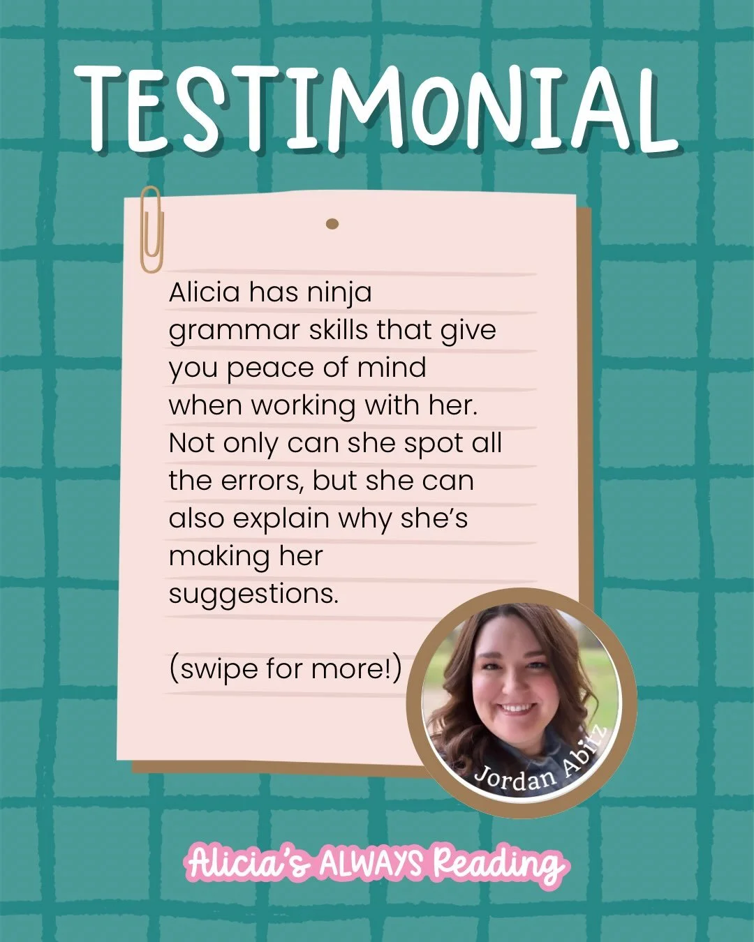 👍🏻TESTIMONIAL THURSDAY👍🏻

Happy release day to Jordan and The Embers That Remain!!! Did you know that Jordan was catalyst that got me into proofreading and editing? I am infinitely grateful for her! 

Keywords: Alicia&rsquo;s Always Reading, proo