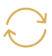 Circular recycle icon with two arrows forming a loop