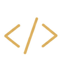 Gold-colored text symbols: less than and greater than signs separated by a slash, centered on a black background.