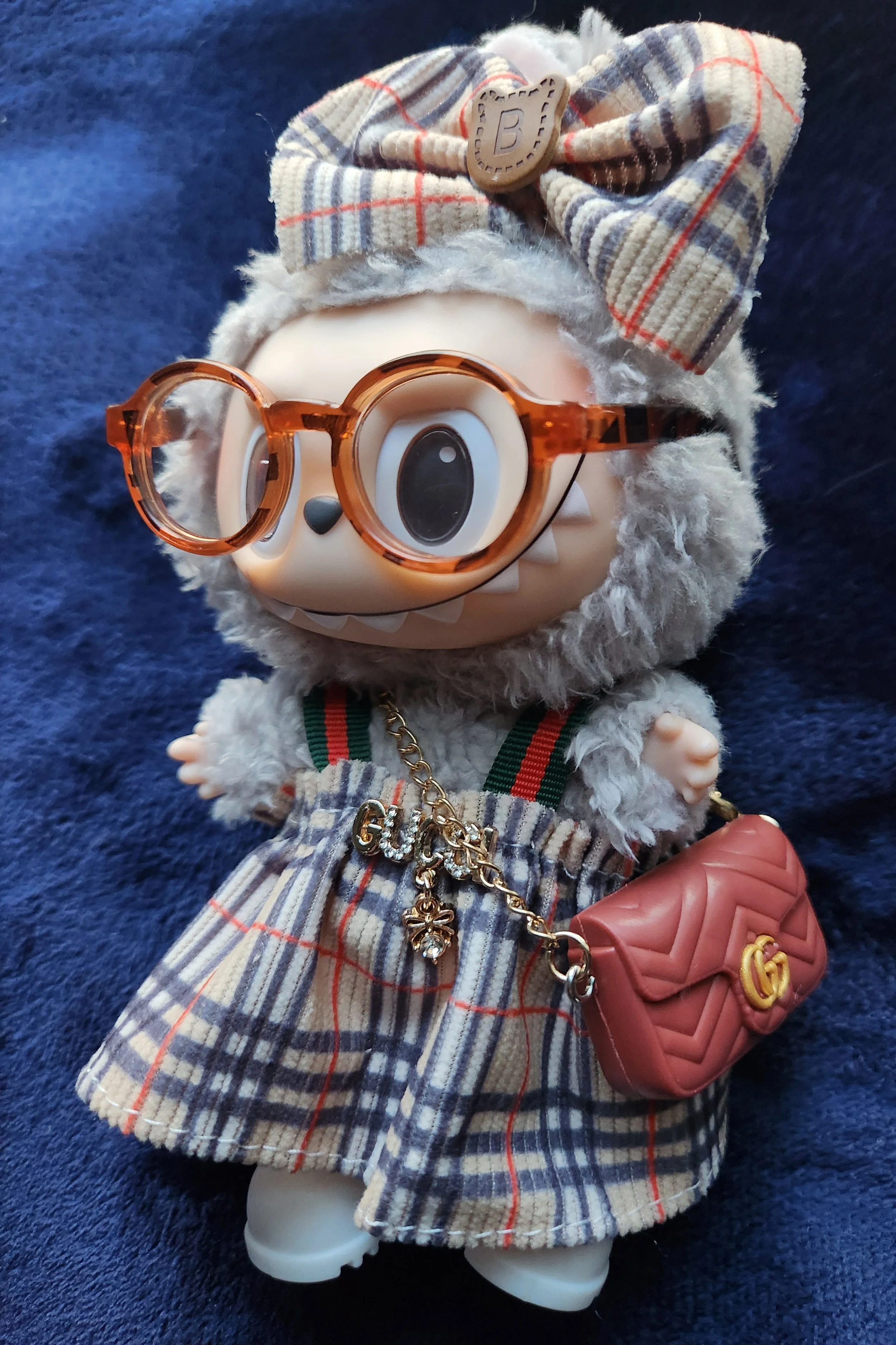 Plaid Gucci Dress and Accessories for Labubus