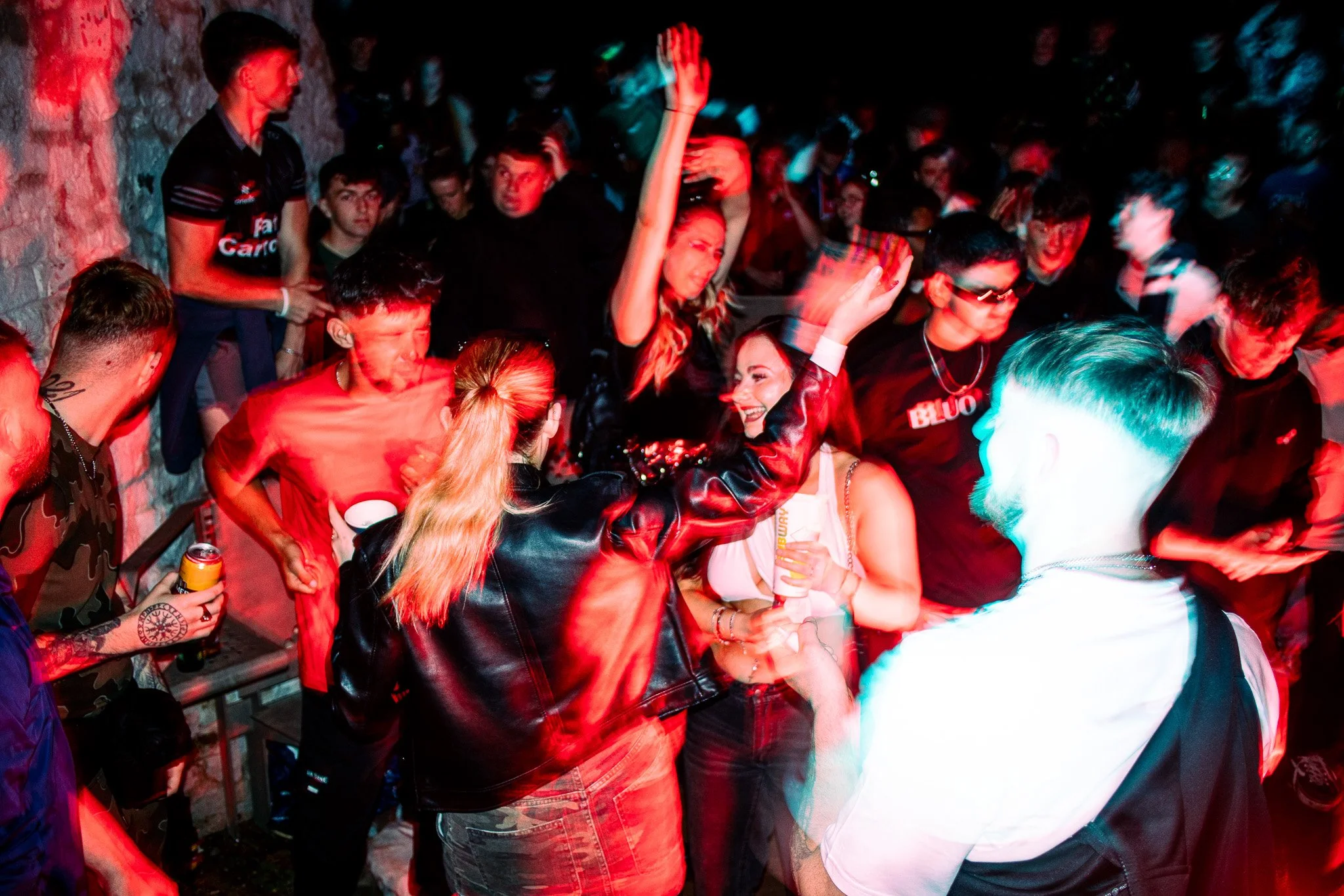 Single cover for ChildsMind Mania Single, image of outdoor guerilla rave scene in Wicklow, The Octagon. In Colour.