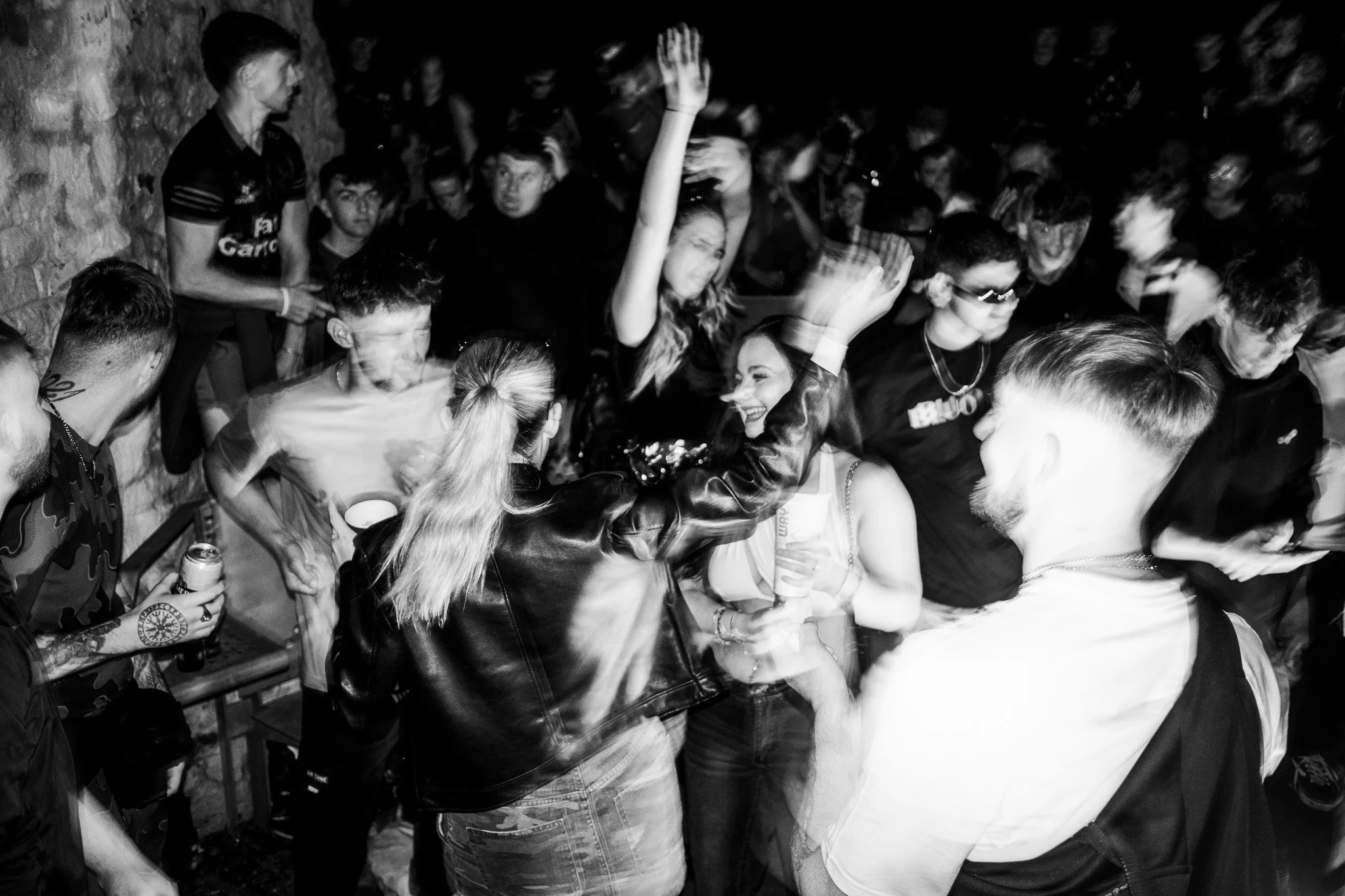 Single cover for ChildsMind Mania Single, image of outdoor guerilla rave scene in Wicklow, The Octagon. 