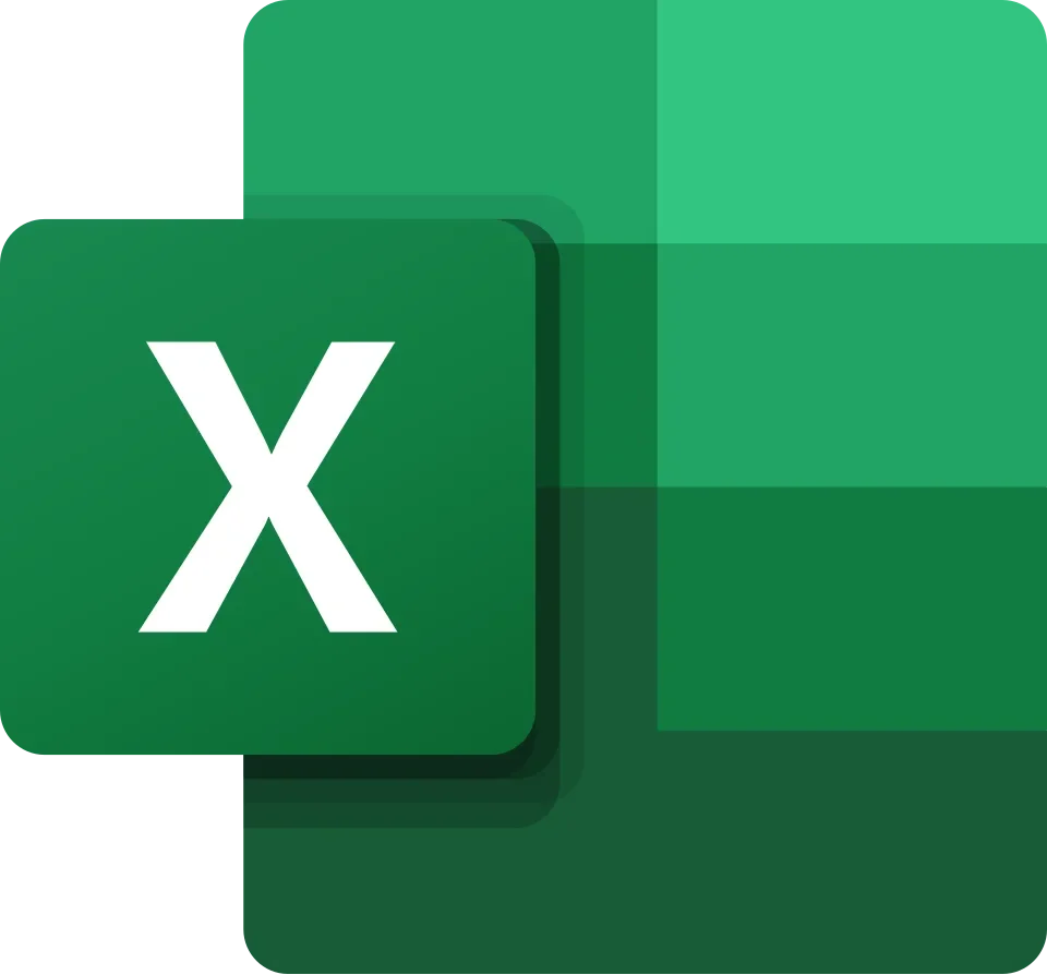 Microsoft Excel logo with green squares and a white 'X' in the foreground.