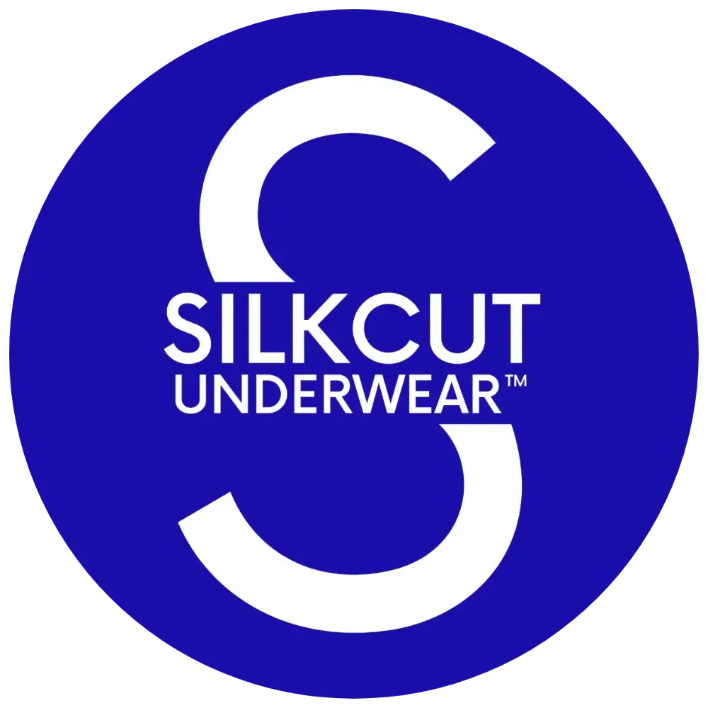 Silkcut Underwear logo with a large white 'S' on a blue background, featuring the brand name in white text.