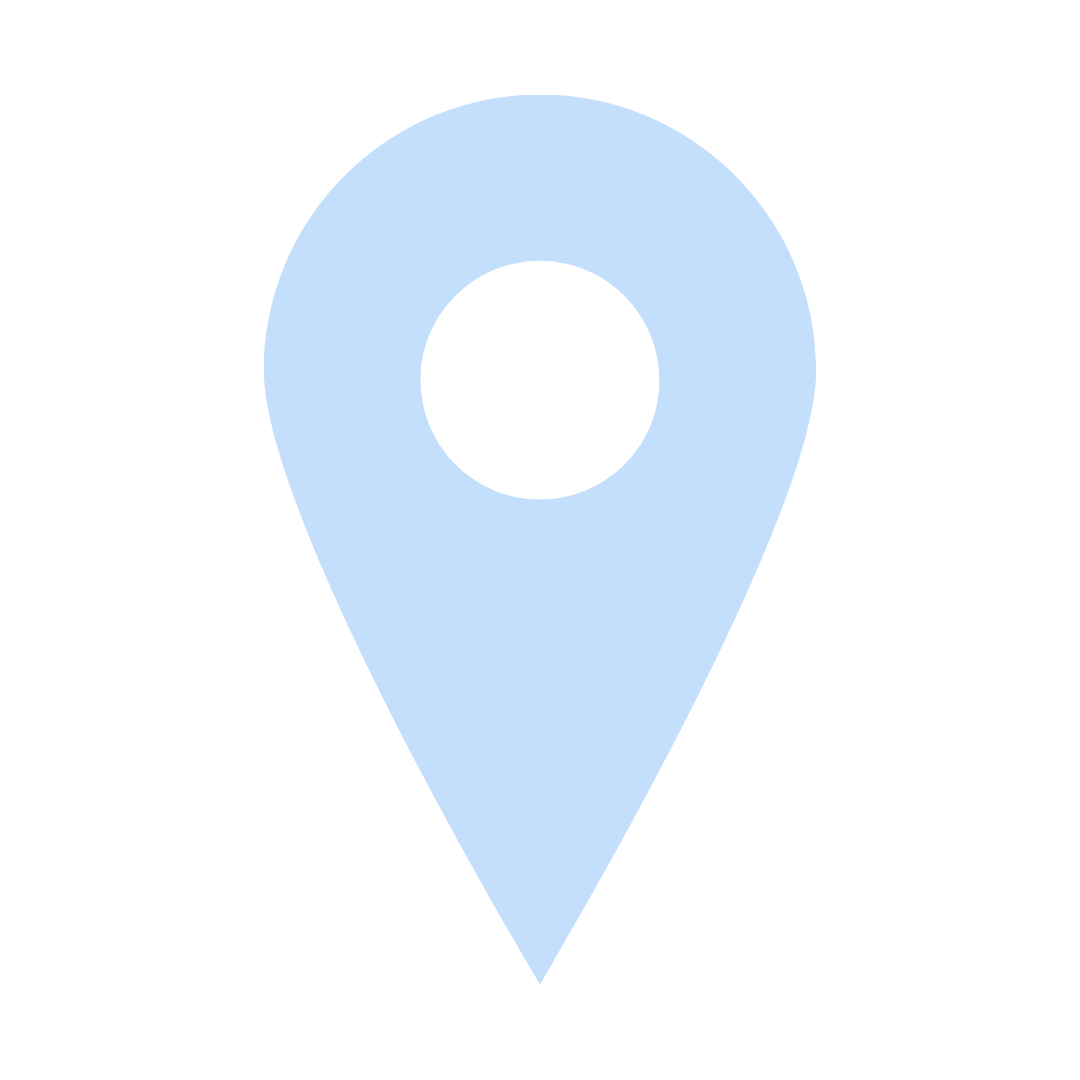 Light blue map pin icon with a black circle in the center, representing a location marker.