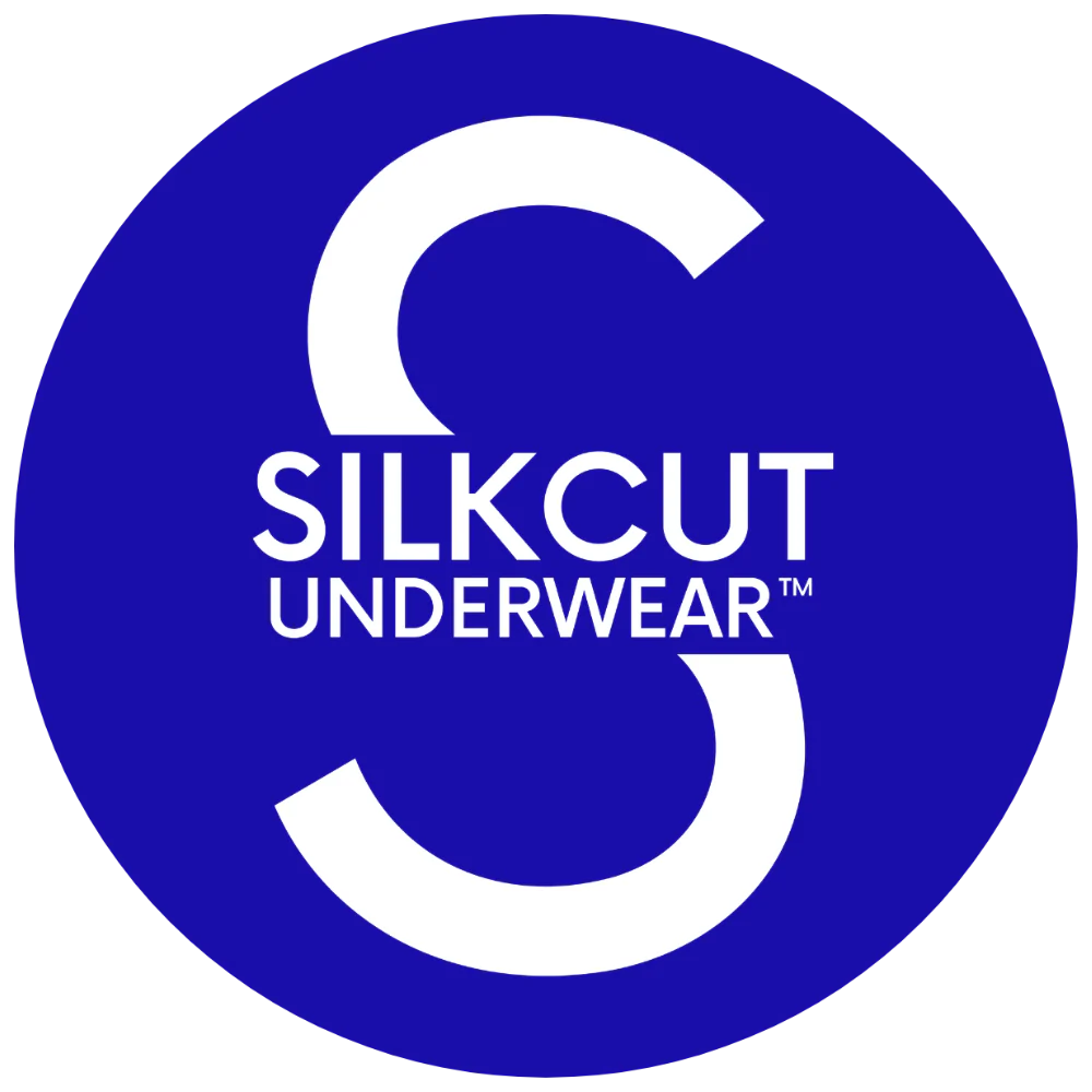 Logo of Silkcure Underwear featuring a large white letter S on a blue background with the brand name in white text.