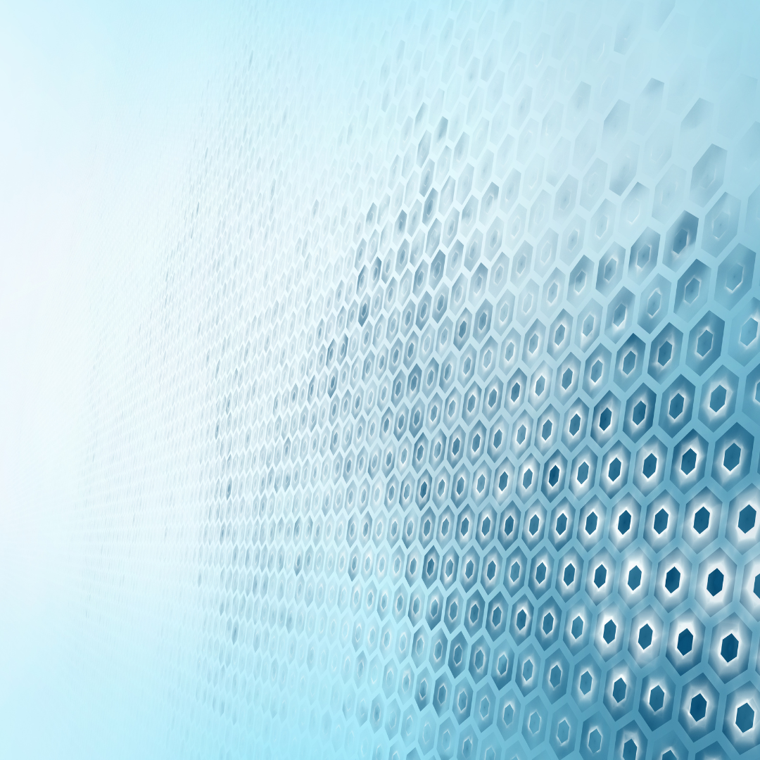 Close-up of a textured surface with a honeycomb pattern in shades of blue and white.
