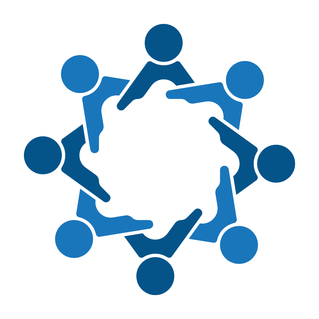 Illustration of six people holding hands in a circle.