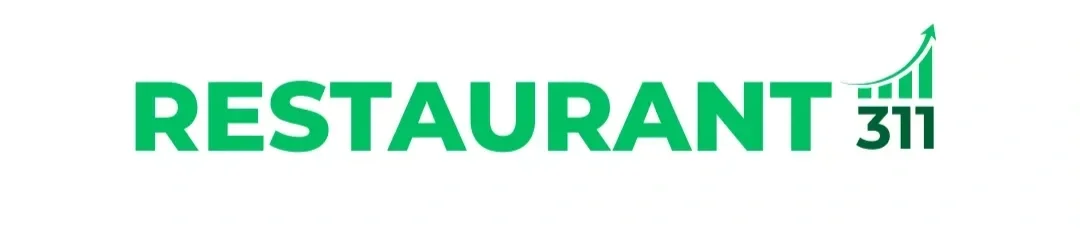 Logo with the word 'RESTAURANT' in bold green letters, a small upward arrow with a bar chart design and the number 311 in green.