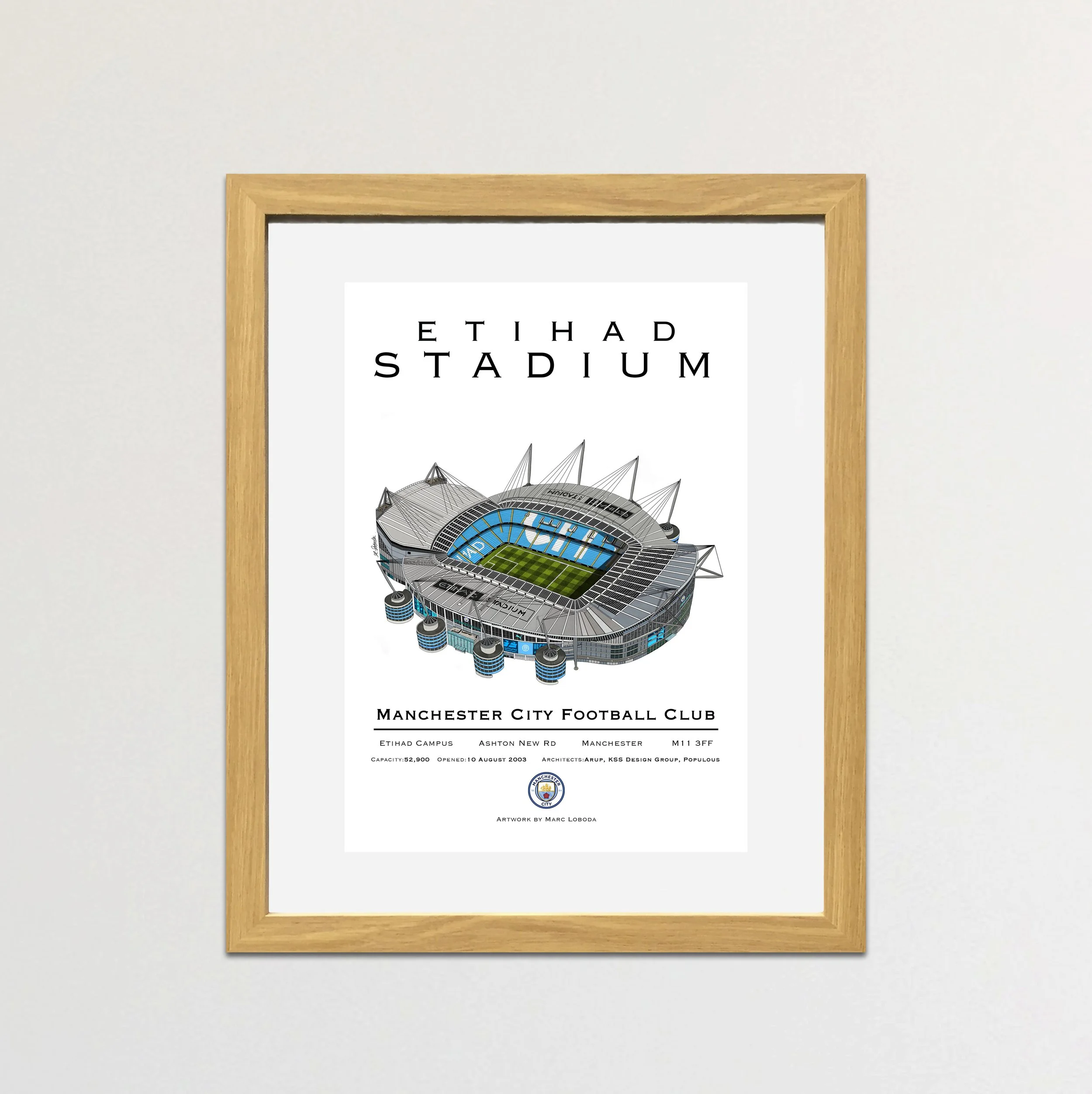 Etihad Stadium Colour 2 Framed Light Oak.jpg