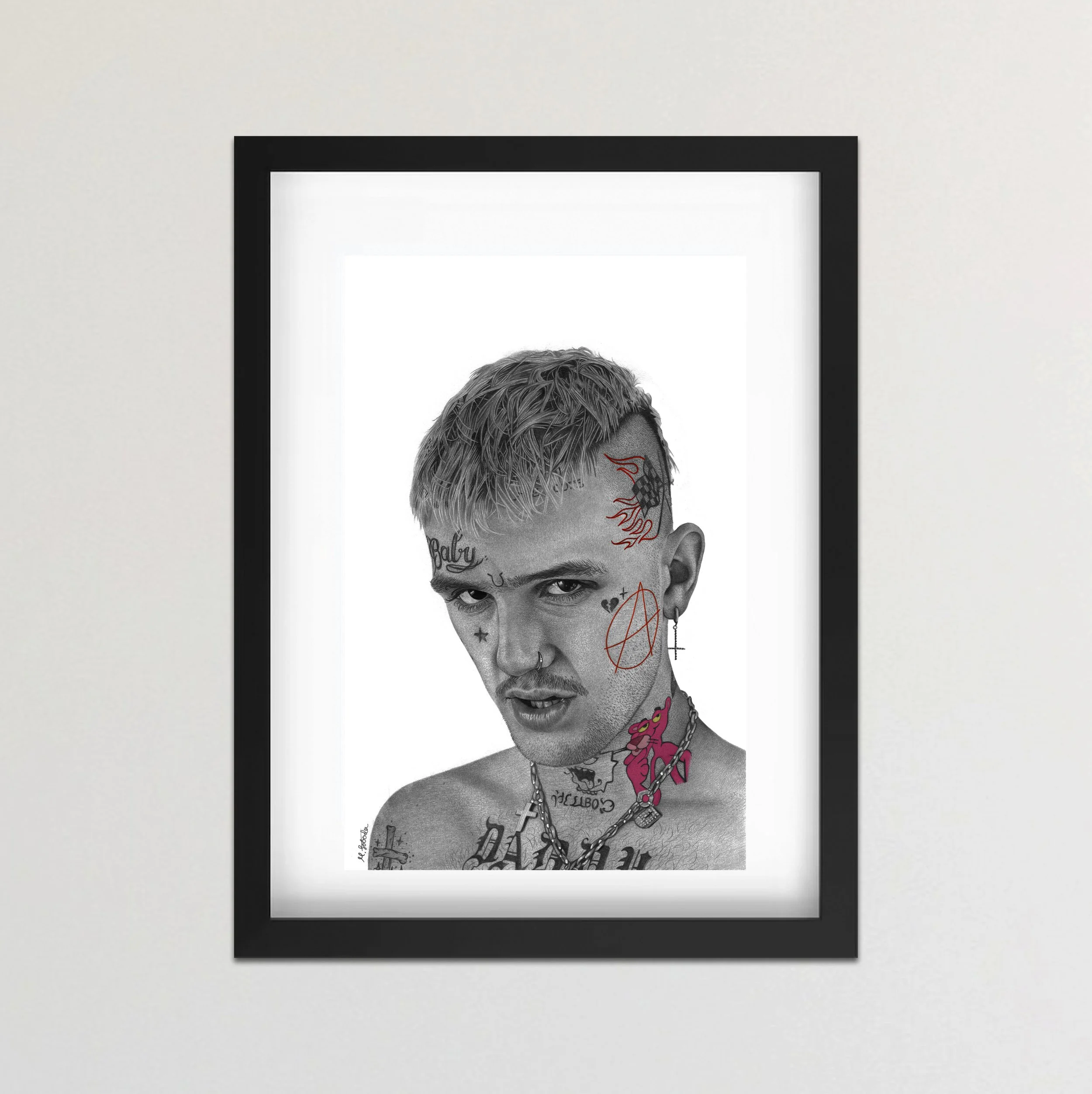 Lil Peep 1 Colour Framed Black.jpg