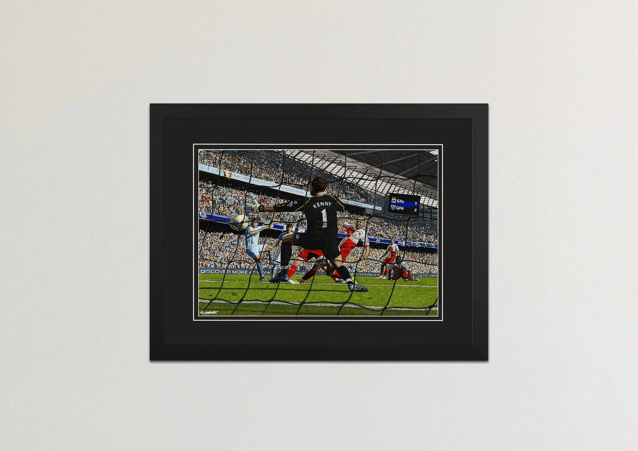 AGUERO V QPR FRAMED PRINTS (SIGNED BY MARTIN TYLER)