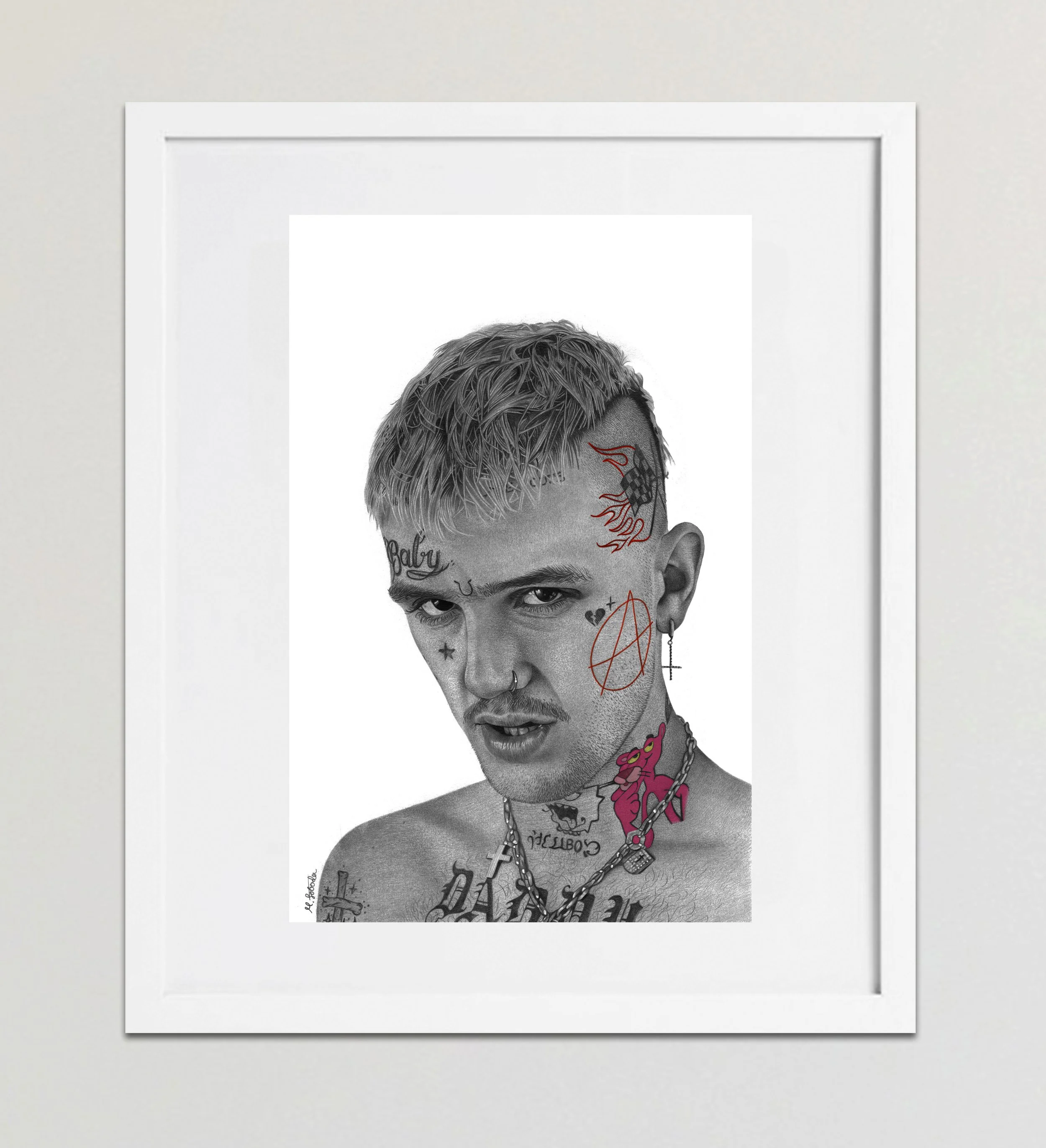 Lil Peep 1 Colour Framed White.jpg