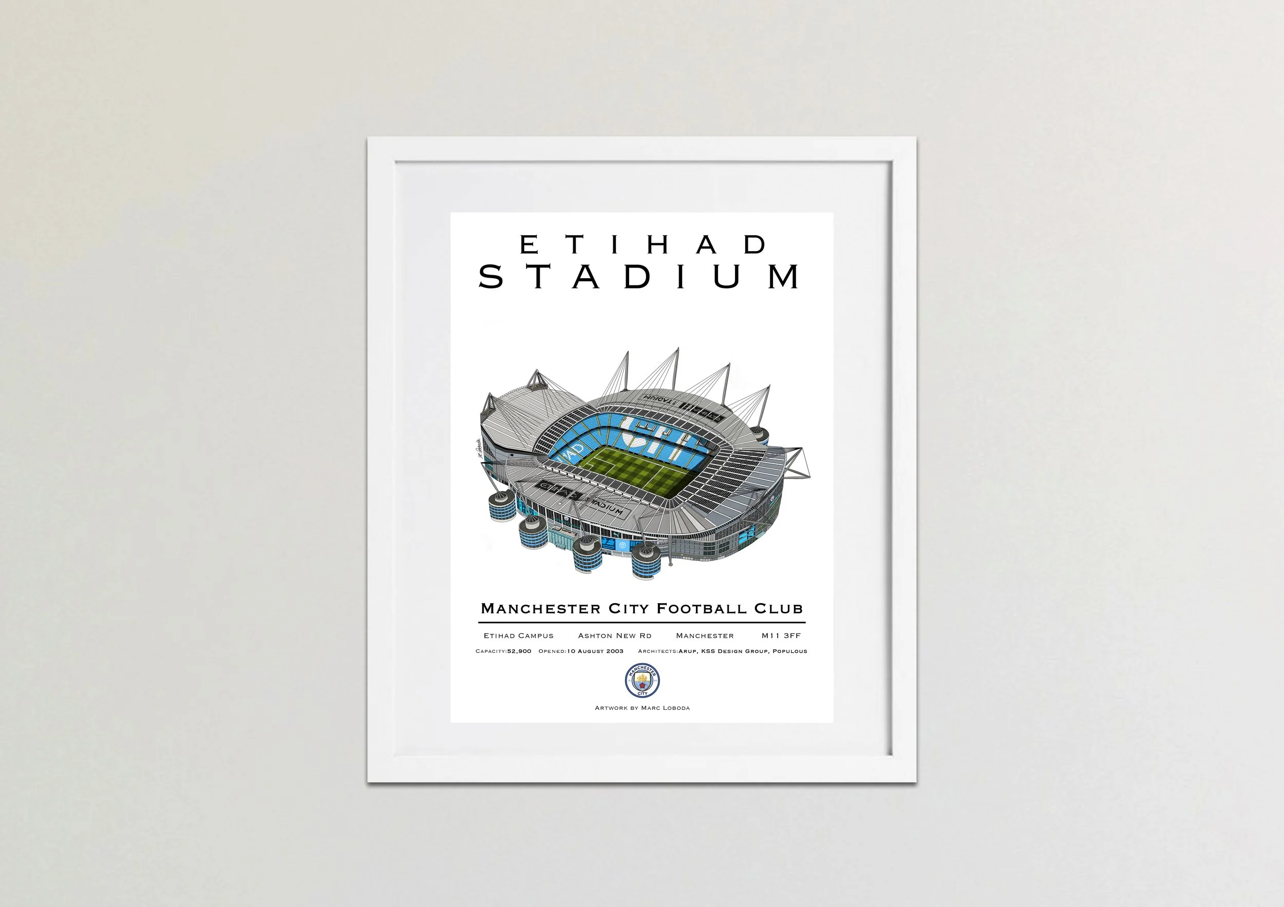 Etihad Stadium Colour 2 Framed White.jpg