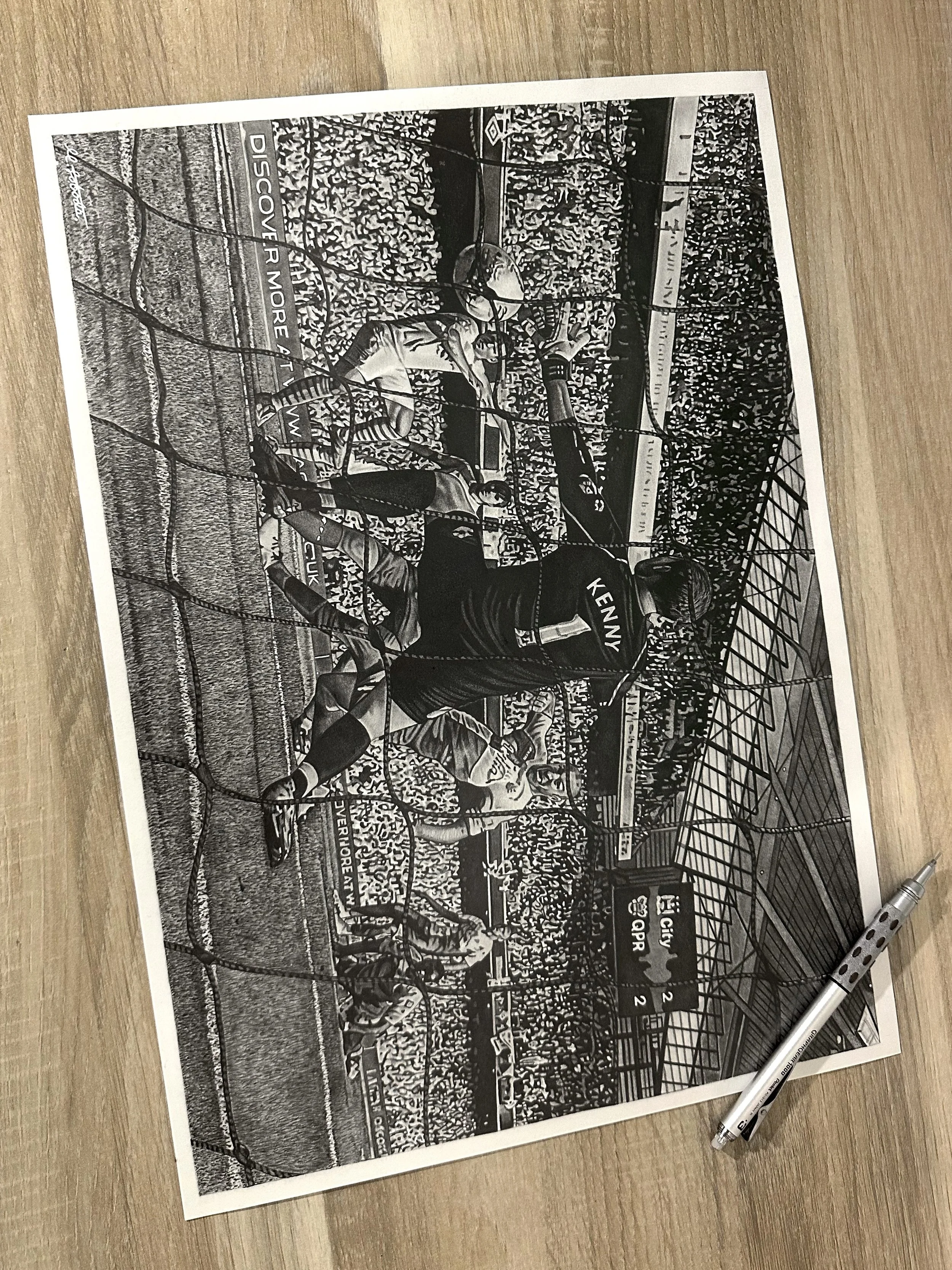 SERGIO AGUERO V QPR 2011-12 ORIGINAL DRAWING