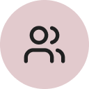 icon of a group on a rose-coloured background
