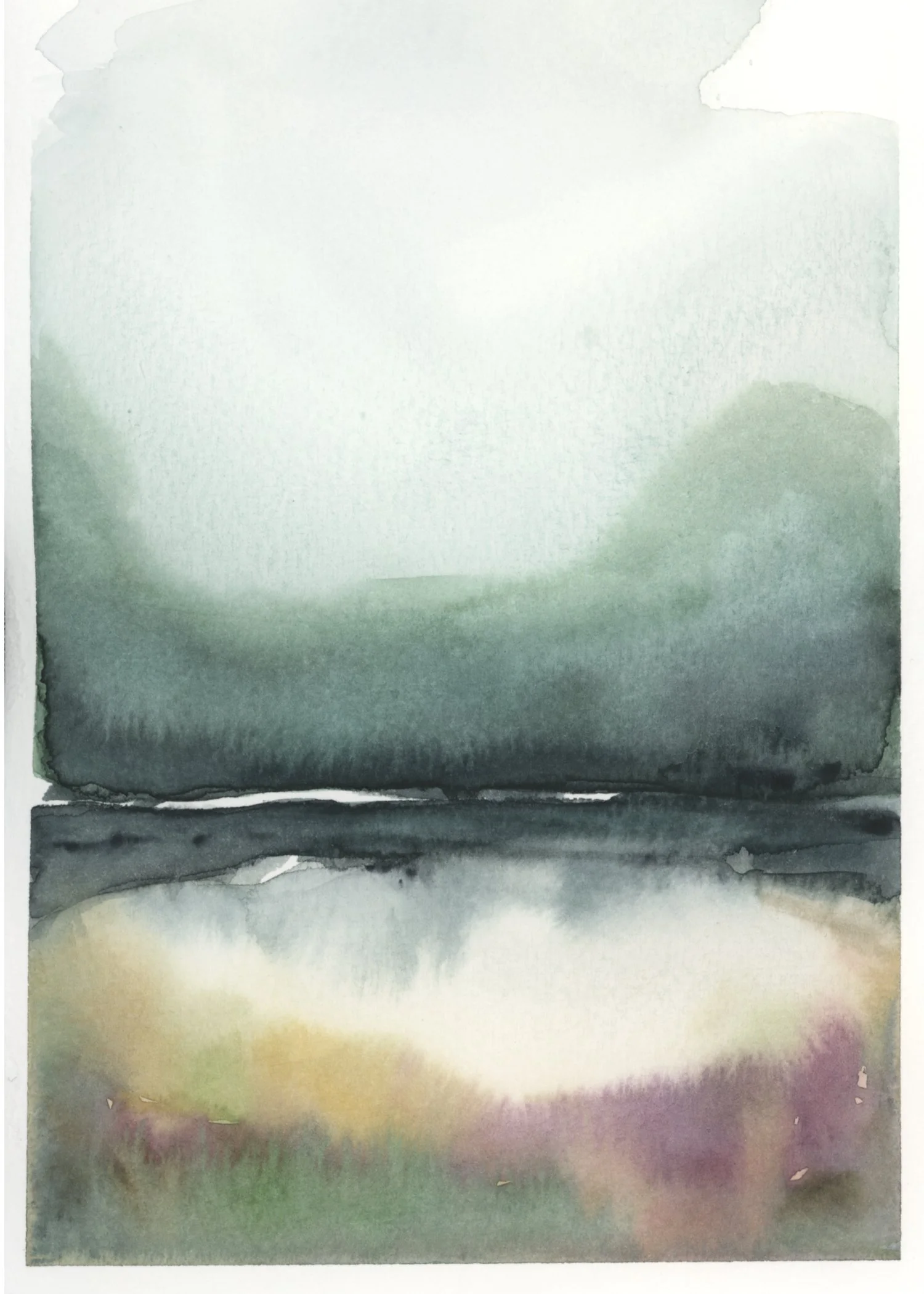 Pond, watercolour on paper