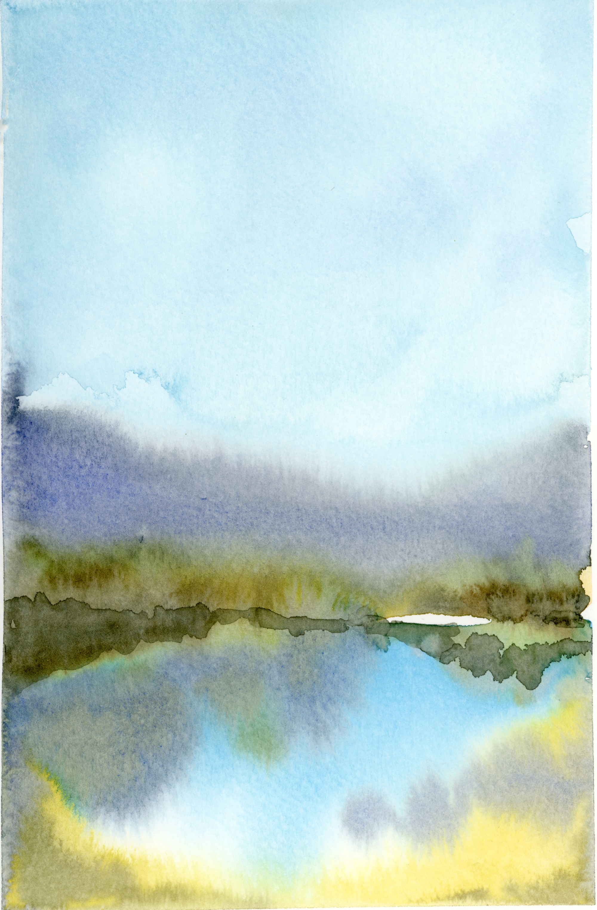 Munson Pond, watercolour on paper