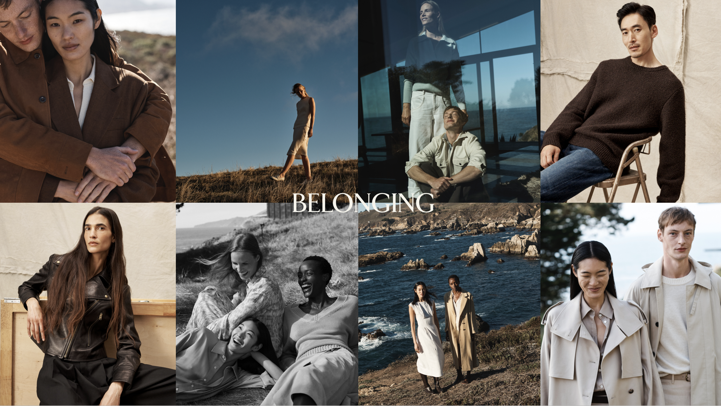 Collage of diverse people in outdoor and indoor settings, with the word 'BELONGING' overlaid in the center.