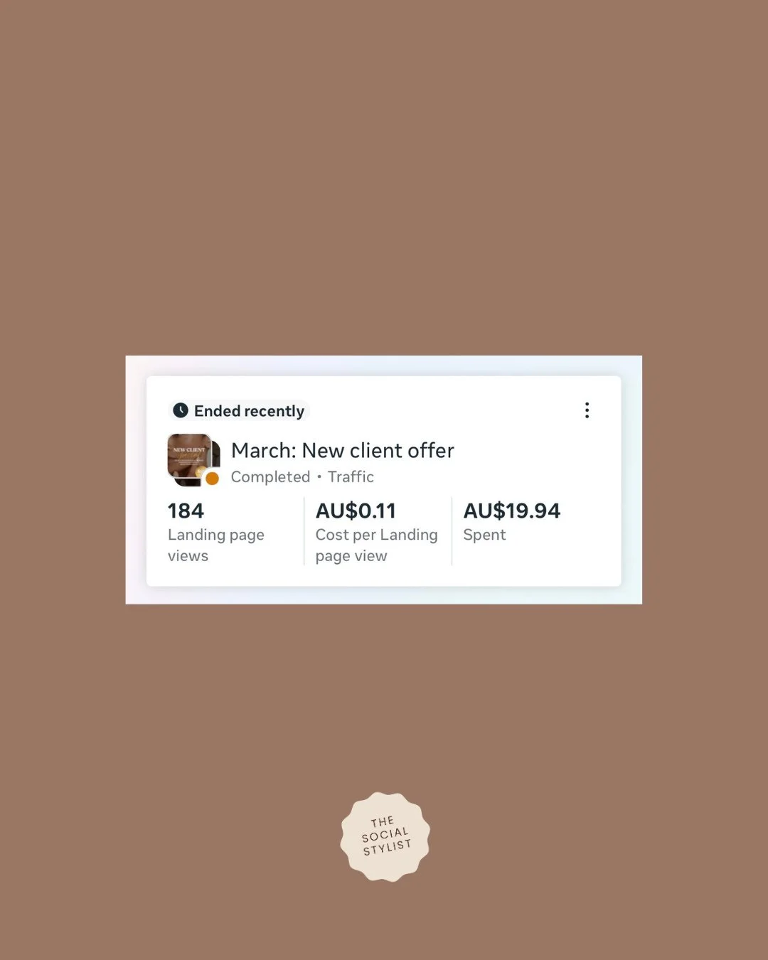 You don't need a big budget to run ads that work. 🙂&zwj;&harr;️⁠
⁠
What you need is the right creative, the right message and the right offer. This client had a small budget, almost 200 link clicks and two new clients from a single campaign.⁠
⁠
If y