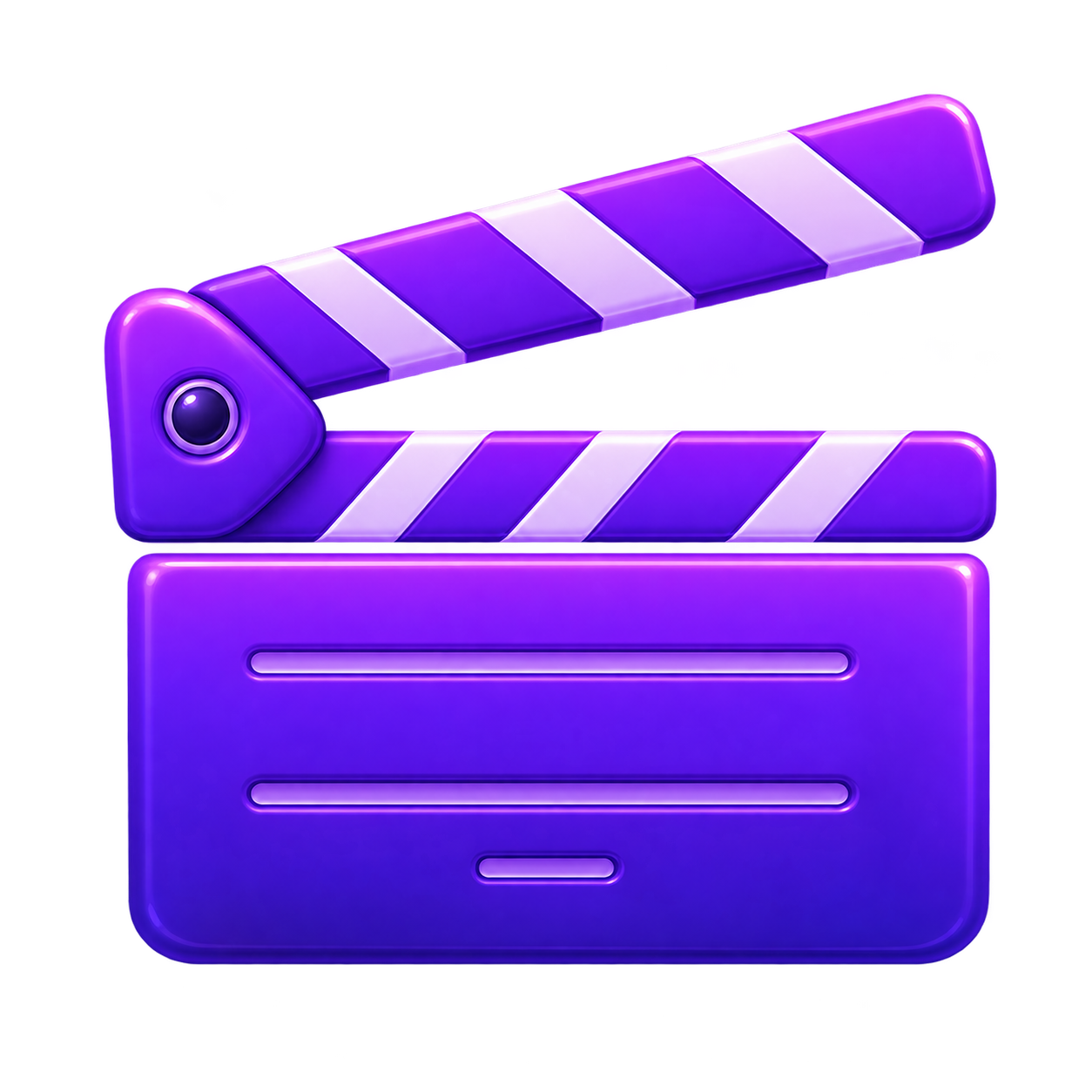 Purple film clapperboard icon