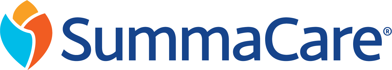 SummaCare logo with a stylized heart made of orange, blue, and turquoise segments.