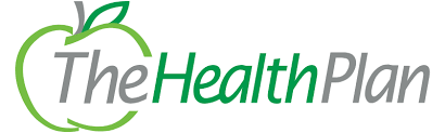 Logo of The Health Plan featuring a stylized apple with a green leaf