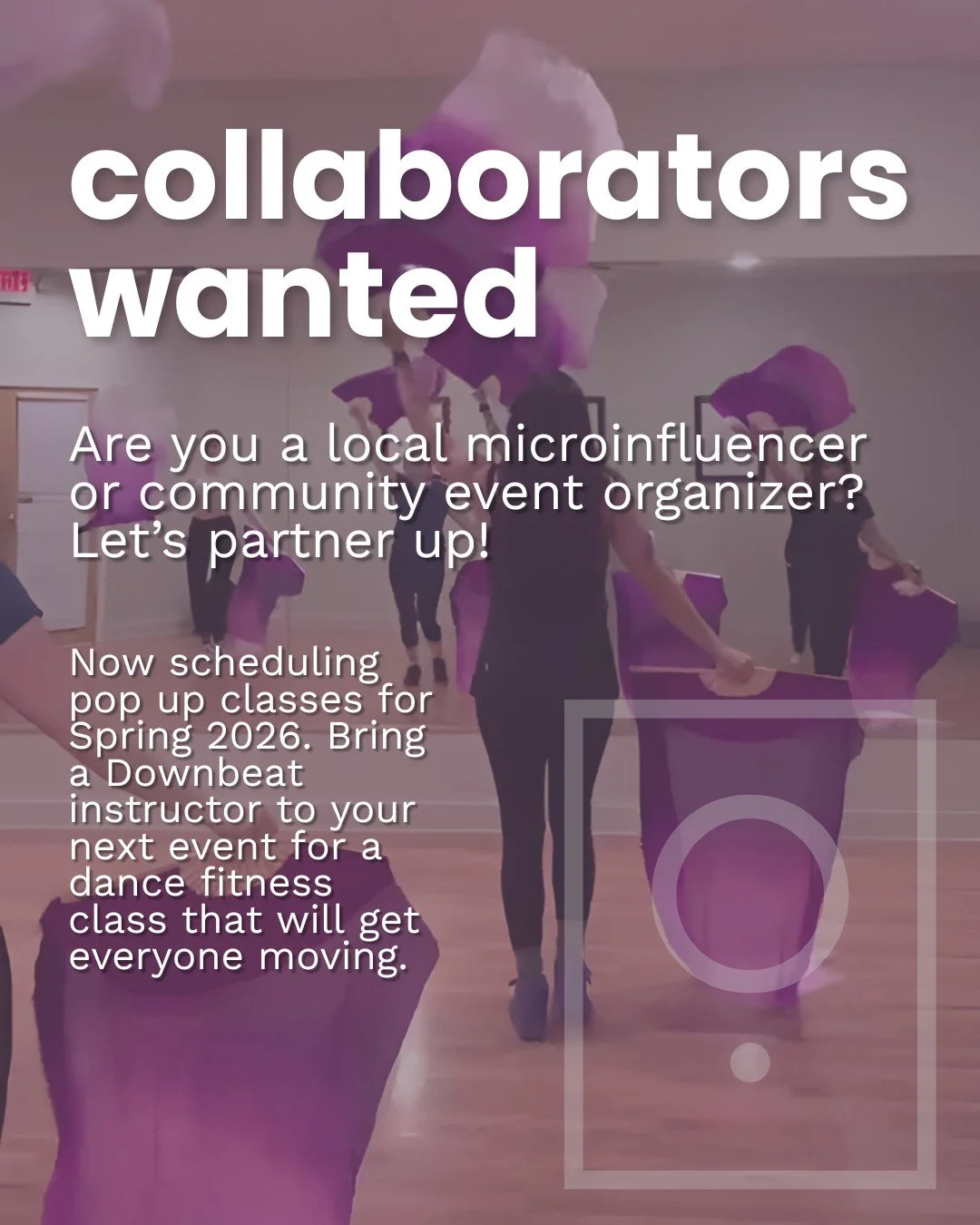 If you've been wanting to curate wellness events but aren't a fitness instructor, let's work together! 

We're now scheduling pop-up classes throughout the spring and would love to send one of our instructors to your local event. You provide the spac