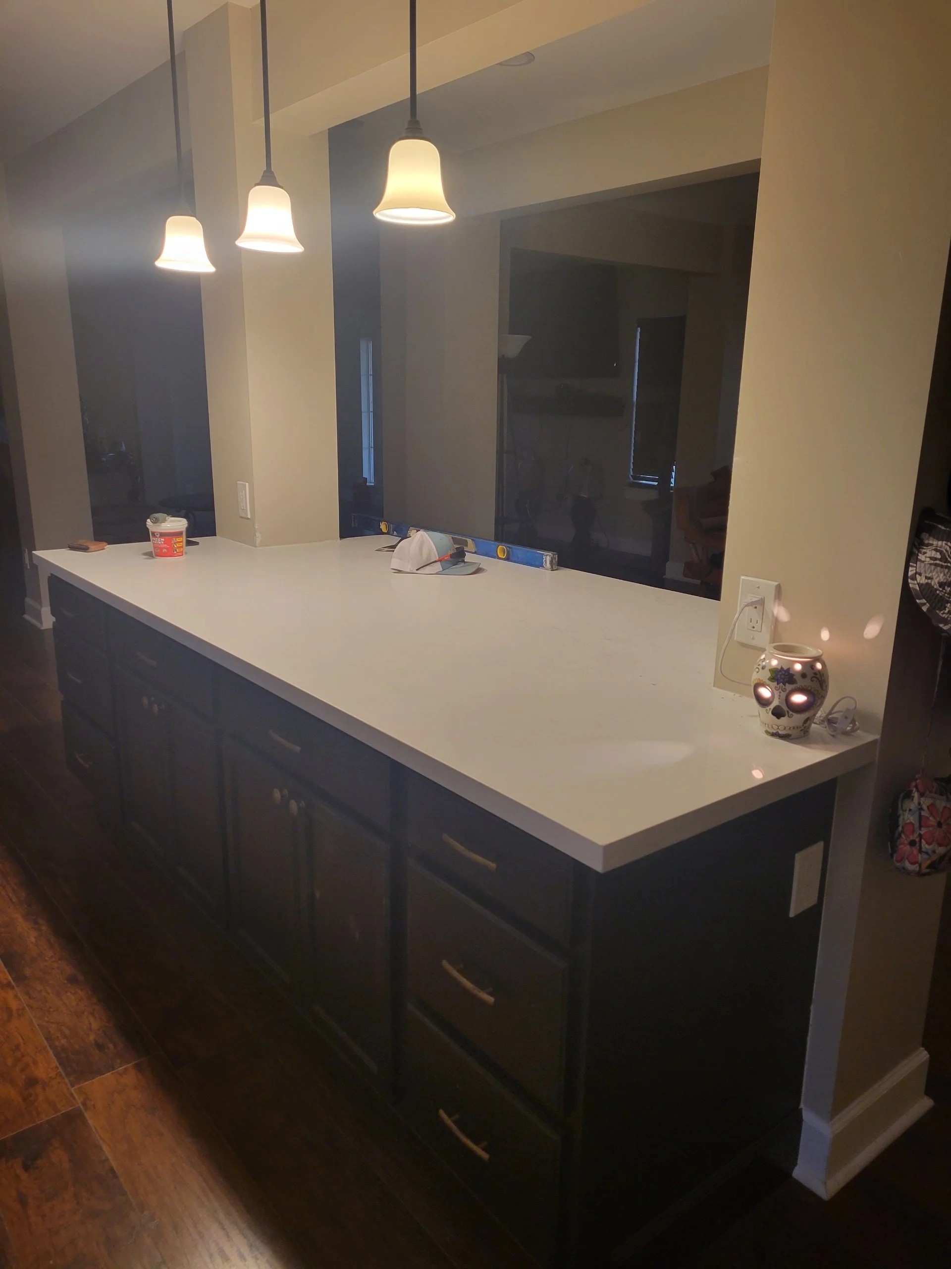 An image of kitchen island installed