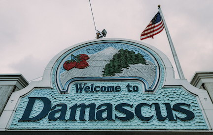 Welcome to Damascus, OR sign