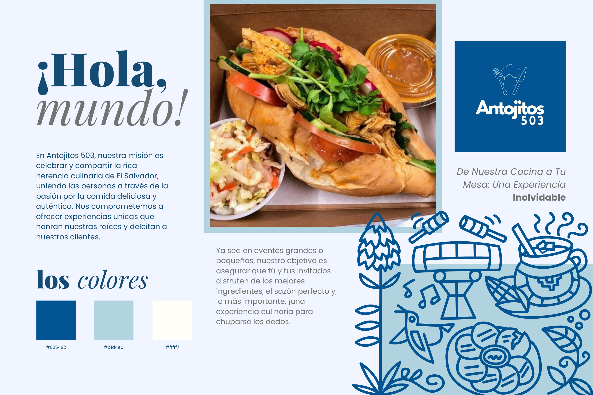 Antojitos 503 food photography and short brand story showcasing Salvadoran cuisine
